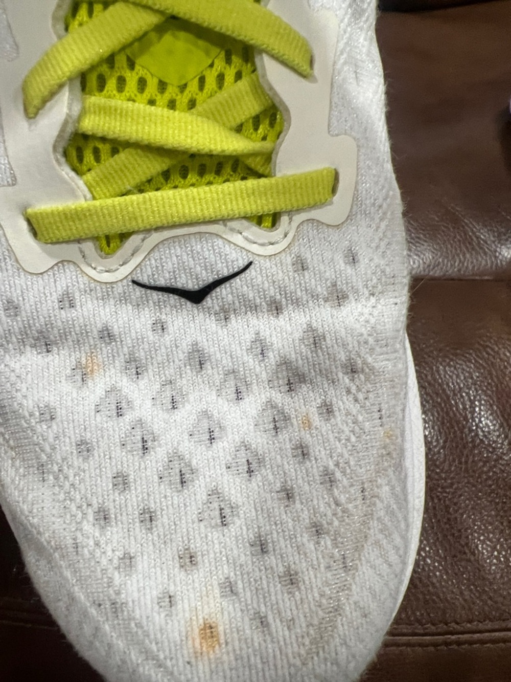 Hoka  Clifton White and Neon Yellow Mens Sneakers - Picture 3 of 15